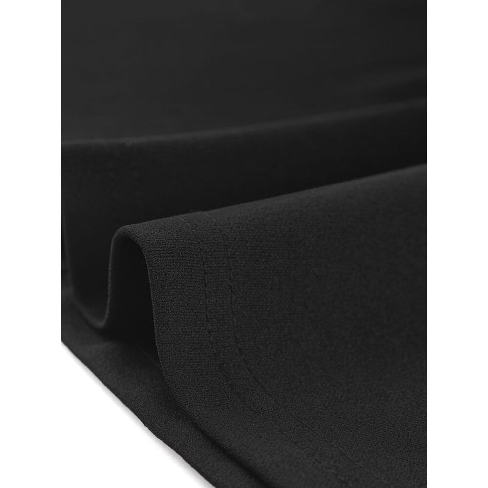 Contrast Color Dress for Women's Vintage Long Sleeve Tie Neck Black - Picture 4 of 5
